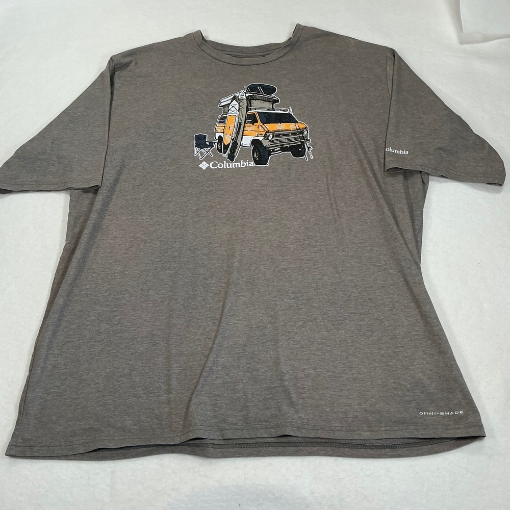 Columbia Mens Omni-Shade Graphic T-Shirt 3XT Brown Camping Van AT0806